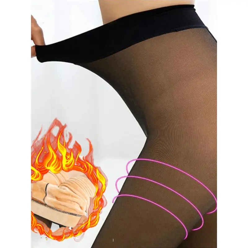 Women Sexy Translucent Tights High Waist Elasticity Pantyhose Plus Velvet Warm Slim Winter Tights Women Streetwear Stockings