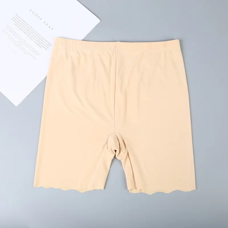 2 IN 1 Seamless Safety Shorts Panties For Women Summer Mid Waist Elastic Cool Ice Silk Undershorts Large Size Underskirt Shorts