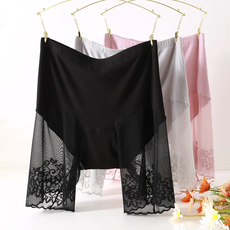 Plus Size Pregnant Safety Shorts Summer High Waist Sexy Lace Anti Chafing Boyshorts Panties Pregnancy Under Skirt Shorts 5XL