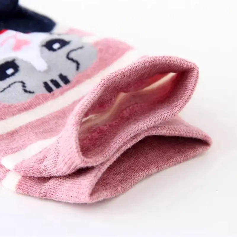 5/10 Pairs Women Socks Cute Cartoon Crew Mid Tubes With Cat Dog Pattern Design Comfortable Sweat Absorb Kawaii Girls Mid Socks