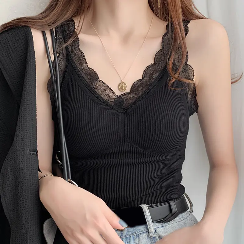 Thermal Underwear Inner Vest For Women Warm Winter Sexy Lace Sleeveless Tank Tops Padded Bra Thermo Thick Slimming Undershirt