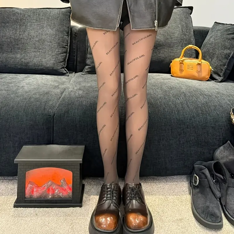Thermal Pantyhose For Women Winter Warm Fleece Lined Tights Fashion Bow Print High Waist Elastic Thermo Stockings Socks