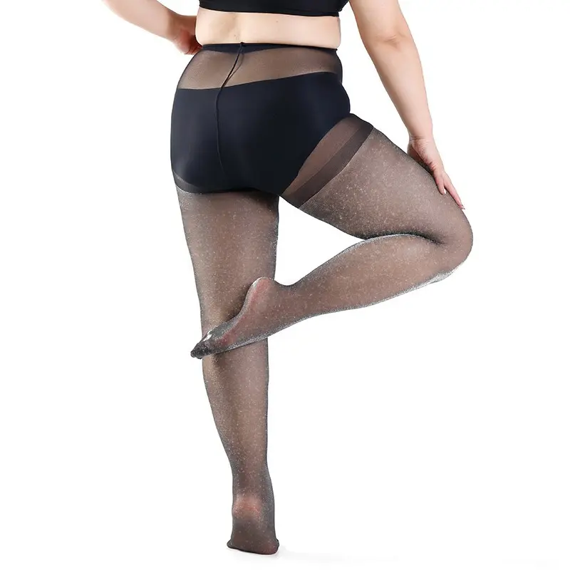 50-120KG Large Size Shiny Sheer Tights Women High Waist Elastic Sexy Black Stockings Leggings Plus Size Pantyhose Female