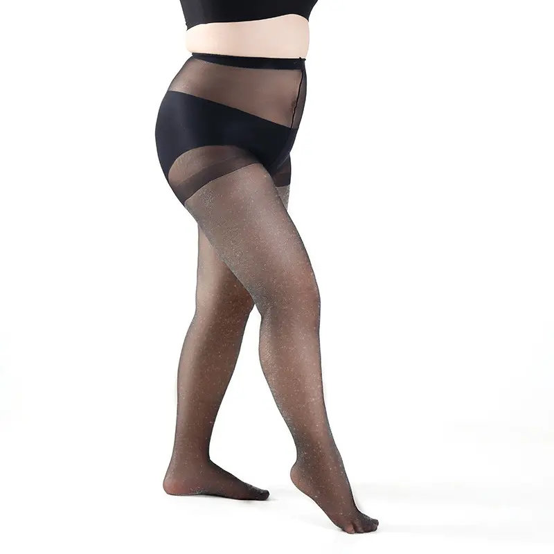 50-120KG Large Size Shiny Sheer Tights Women High Waist Elastic Sexy Black Stockings Leggings Plus Size Pantyhose Female