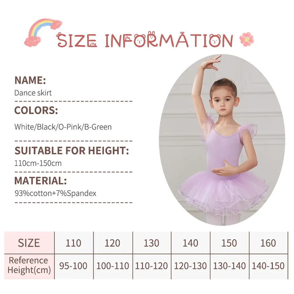 Girls Ballet Skirt Ballet Tutu Dress For Kids Dance Leotards With Skirt Gymnastics Dancewear Balleriana Clothes Short Sleeves