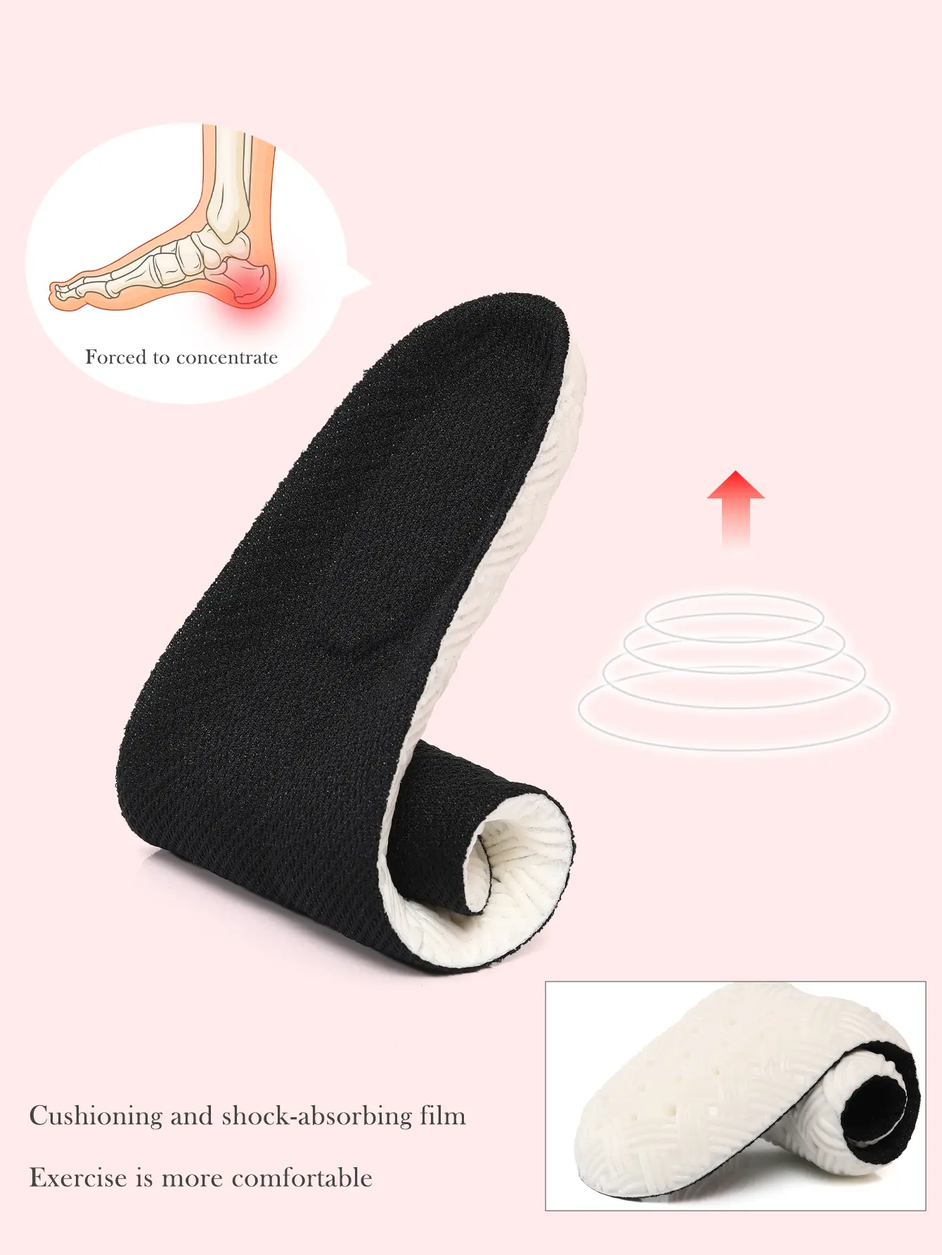 Sports Insoles for Shoes PU Sole Soft Breathable Shock Absorption Cushion Arch Support Insoles Comfortble Shoe Steppers