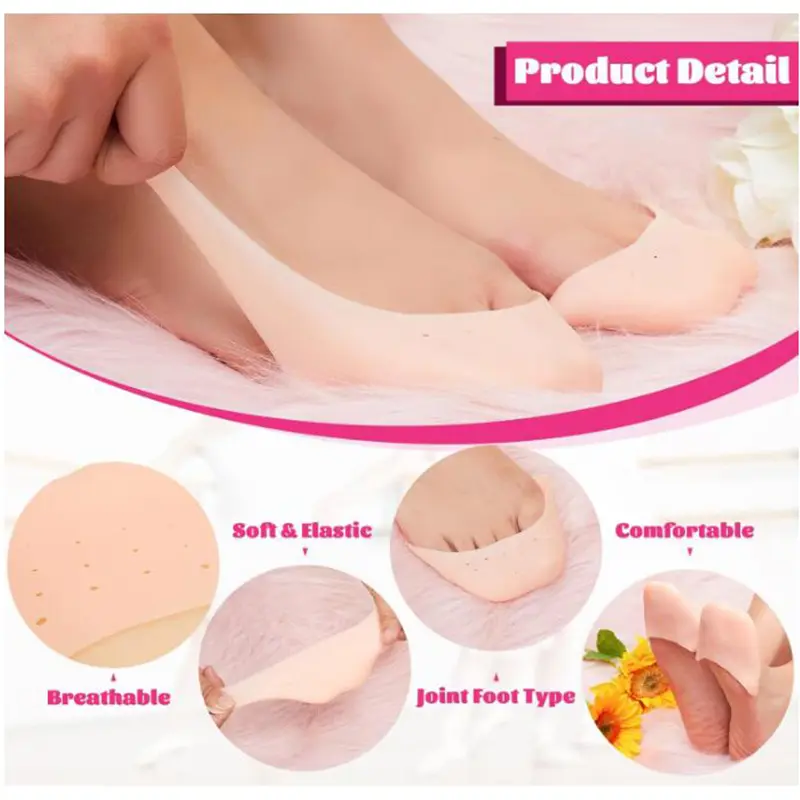 Silicone Gel Toe Sleeves Soft Ball of Foot Metatarsal Ballet Pointe Toe Cap with Hole Toe Protection Toe Topper Cover Protectors