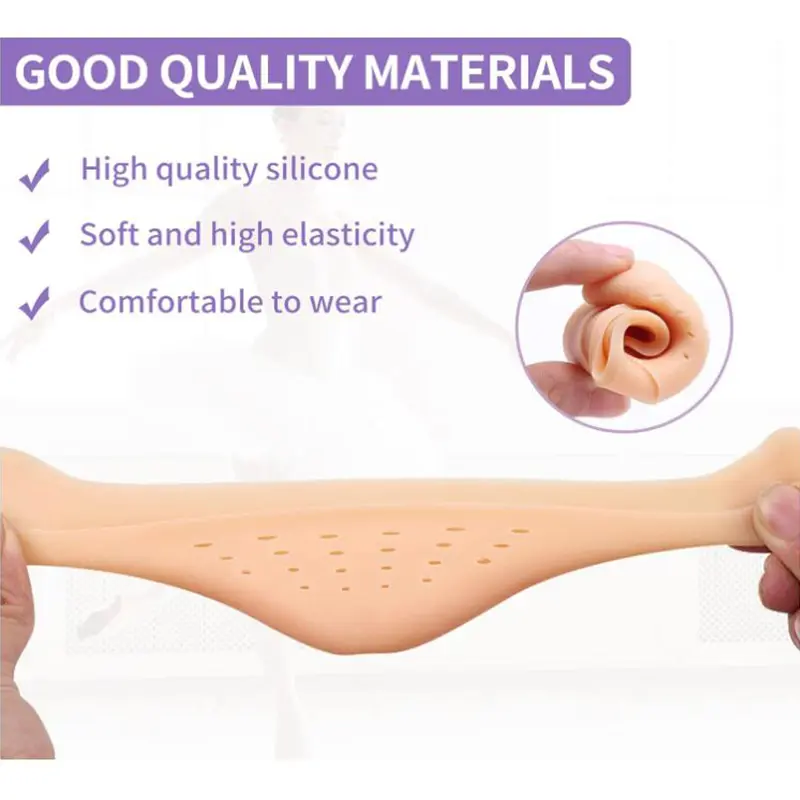 Silicone Gel Toe Sleeves Soft Ball of Foot Metatarsal Ballet Pointe Toe Cap with Hole Toe Protection Toe Topper Cover Protectors