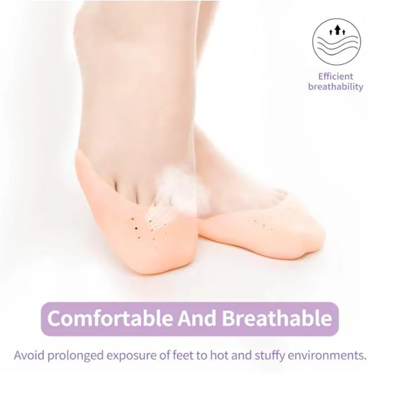 Silicone Gel Toe Sleeves Soft Ball of Foot Metatarsal Ballet Pointe Toe Cap with Hole Toe Protection Toe Topper Cover Protectors
