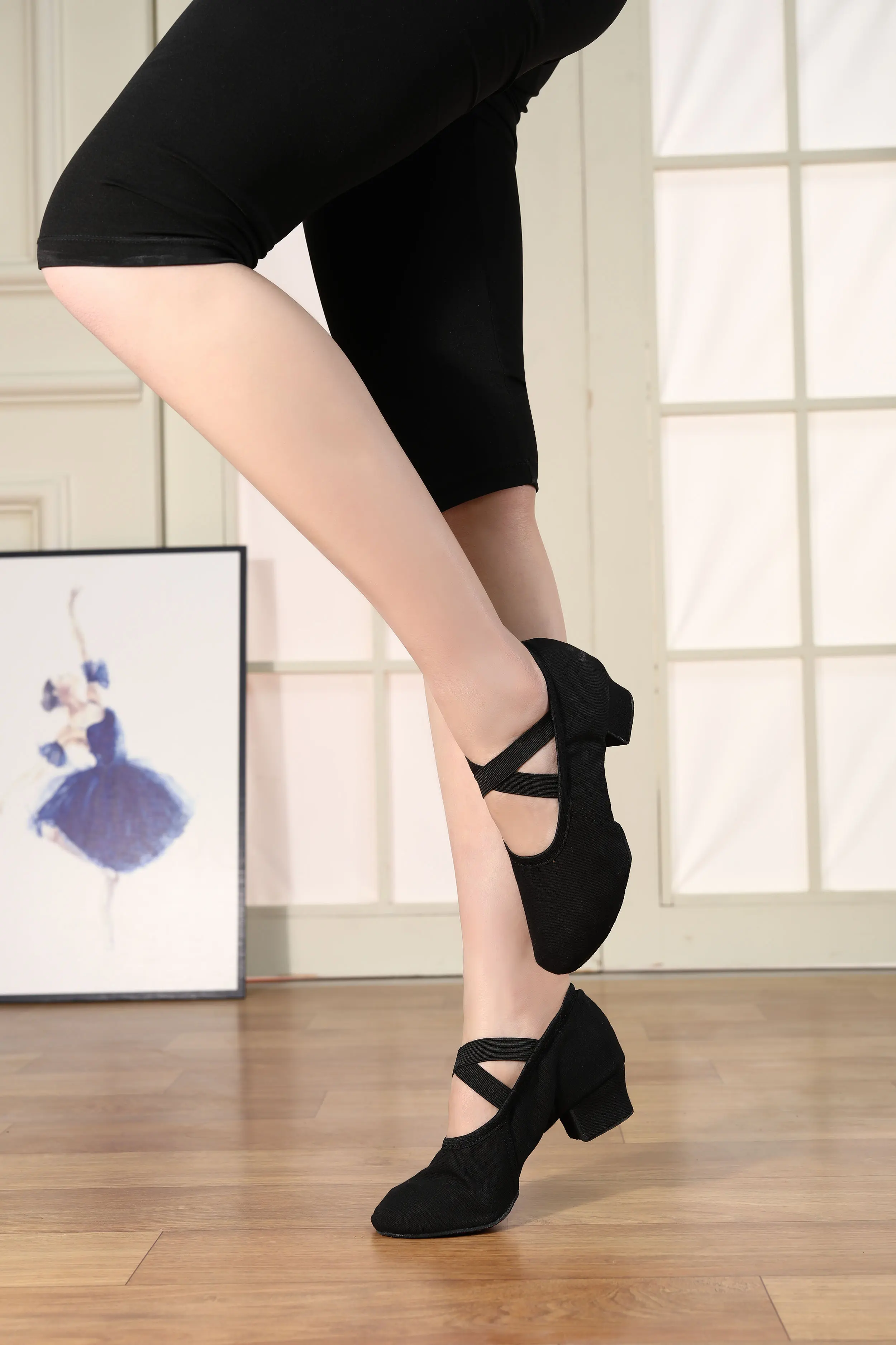 Women Ballet Dance Shoes for Girls Ballroom Teachers' shoes Ladies Modern Tango Dancing Shoes Salsa Training Shoes 3.5CM Heels