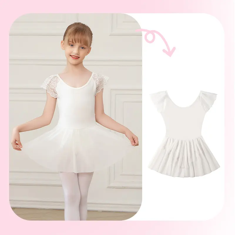 Girls Ballet Leotards Ballet Skirt For Kids Tutu Dress Dance With Skirt Gymnastics Dancewear Balleriana Clothes Soft Gauze Skirt