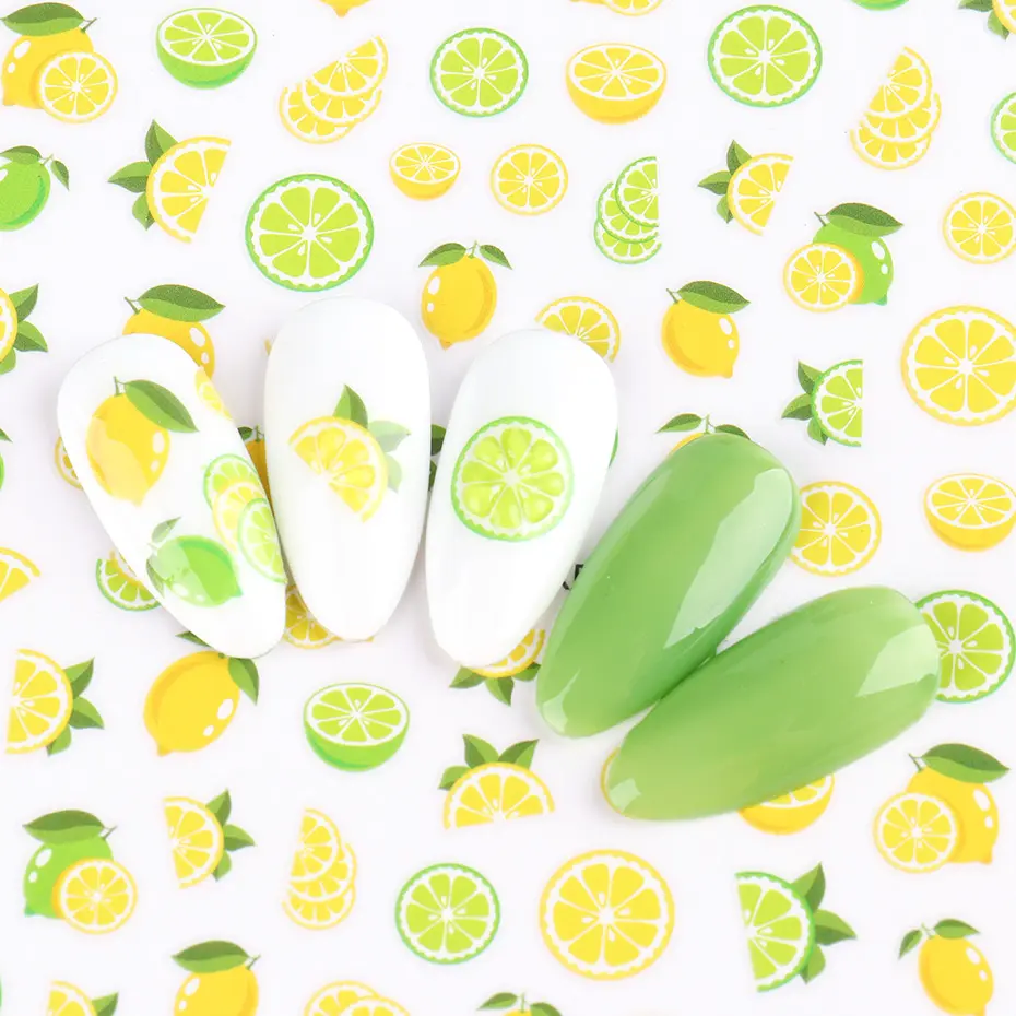 3d Nails Art Adhesive Sliders Lemon Pineapple Strawberry Fruits Decals For Nails Decorations Manicures