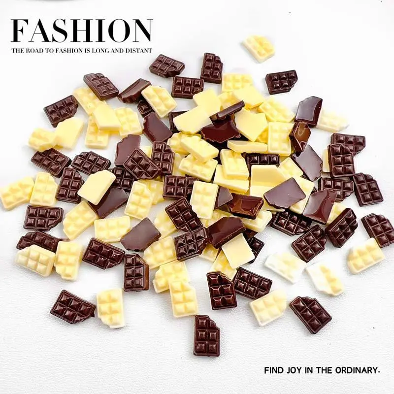 50pcs Resin Chocolate Cookies Nail Charms Simulated Luminous Cute Biscuit Nail Art Decoration Accessories DIY Ornaments Crafts