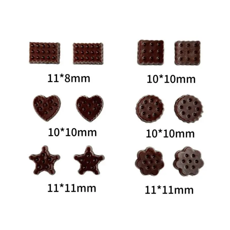 50pcs Resin Chocolate Cookies Nail Charms Simulated Luminous Cute Biscuit Nail Art Decoration Accessories DIY Ornaments Crafts