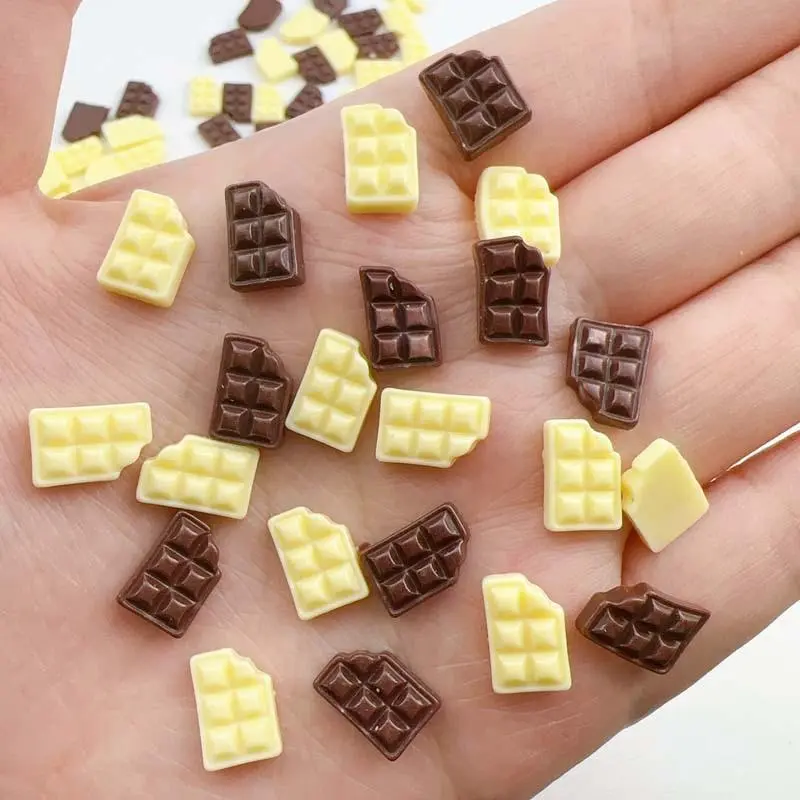 50pcs Resin Chocolate Cookies Nail Charms Simulated Luminous Cute Biscuit Nail Art Decoration Accessories DIY Ornaments Crafts