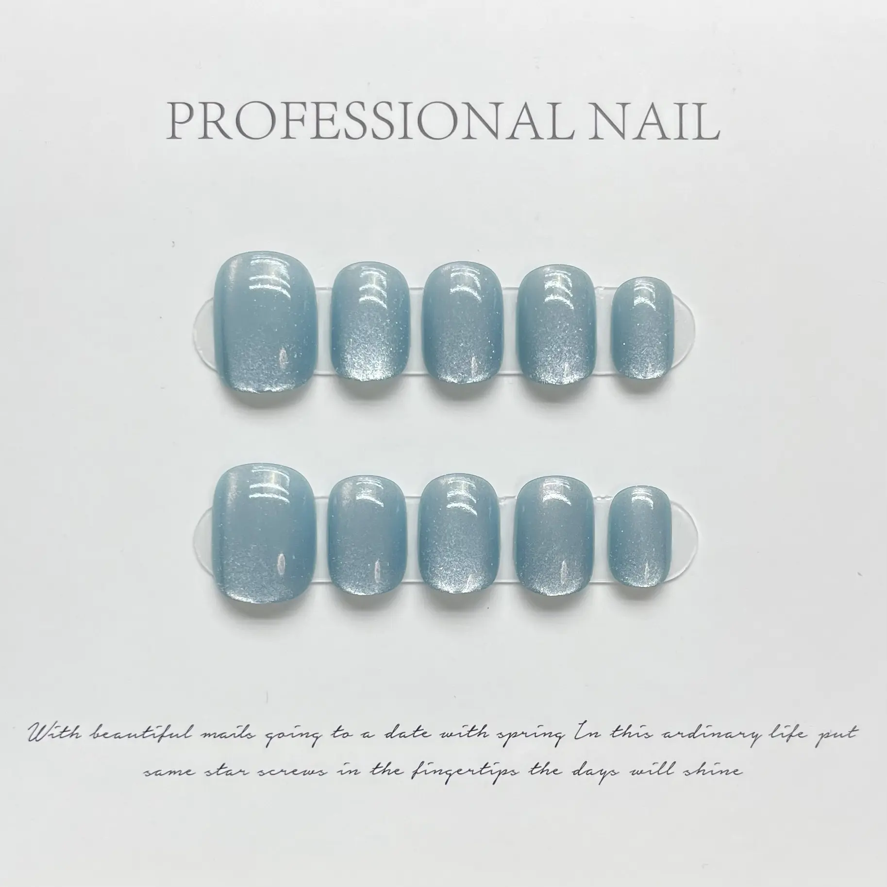 10Pcs Cat's Eye Design Handmade Fake Nails Short Round Press on False Nails Glitter Wearable Solid Color Full Cover Nail Tips