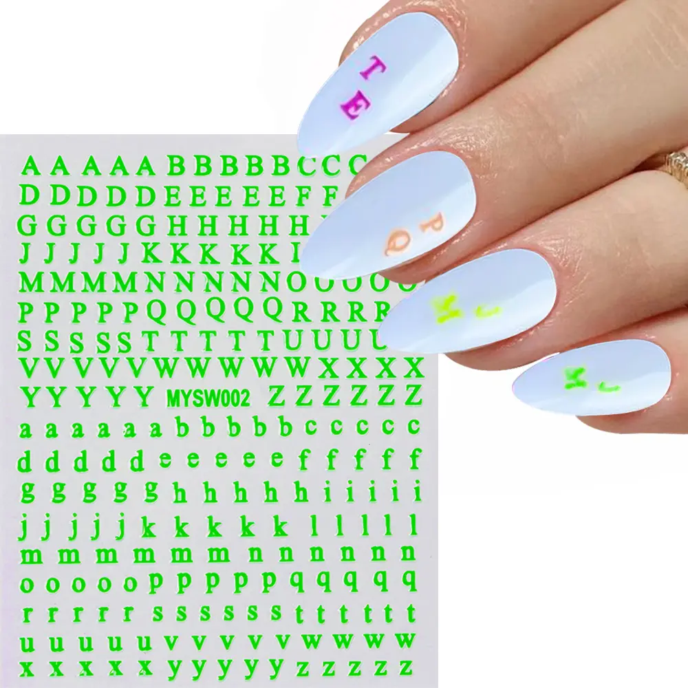 1pc Gold Silver English Letter Adhesive Decals Nail Sticker 3D Metallic 26 Alphabet Nail Art Sticker 3D Letters Manicure Sliders