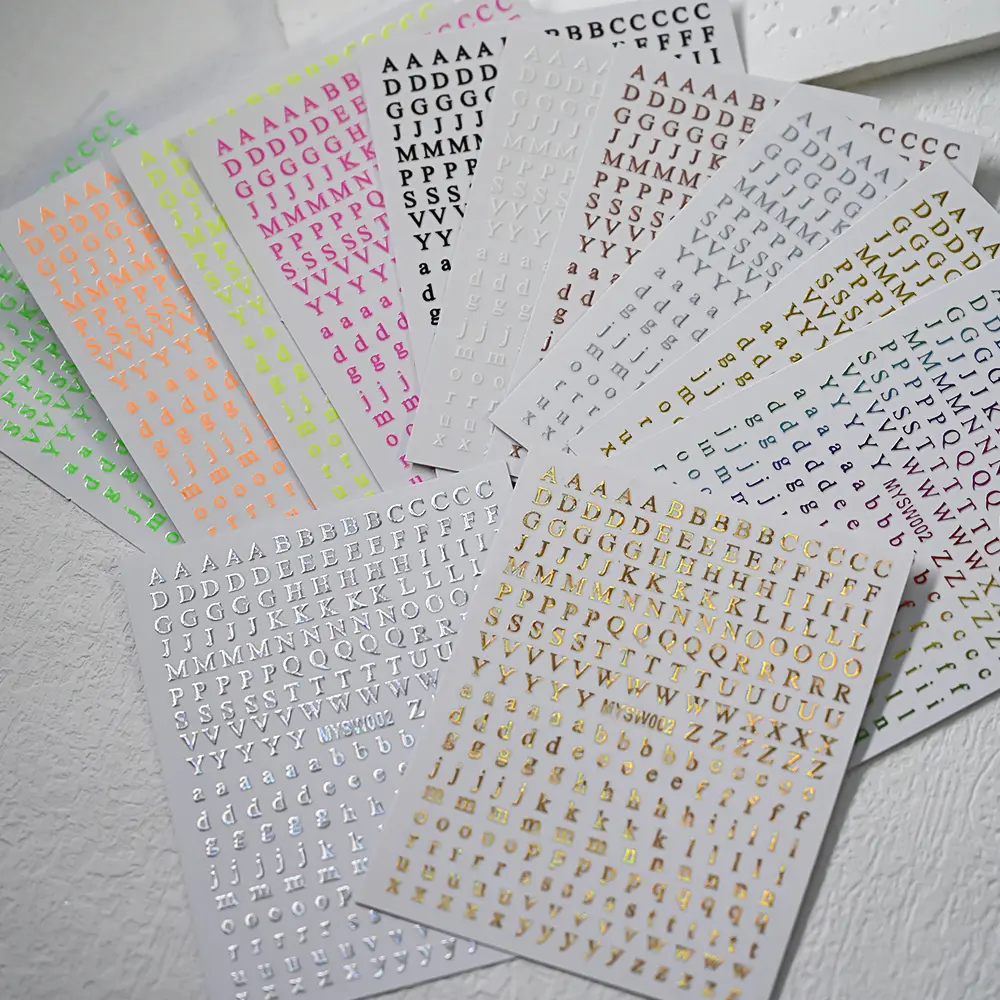 1pc Gold Silver English Letter Adhesive Decals Nail Sticker 3D Metallic 26 Alphabet Nail Art Sticker 3D Letters Manicure Sliders