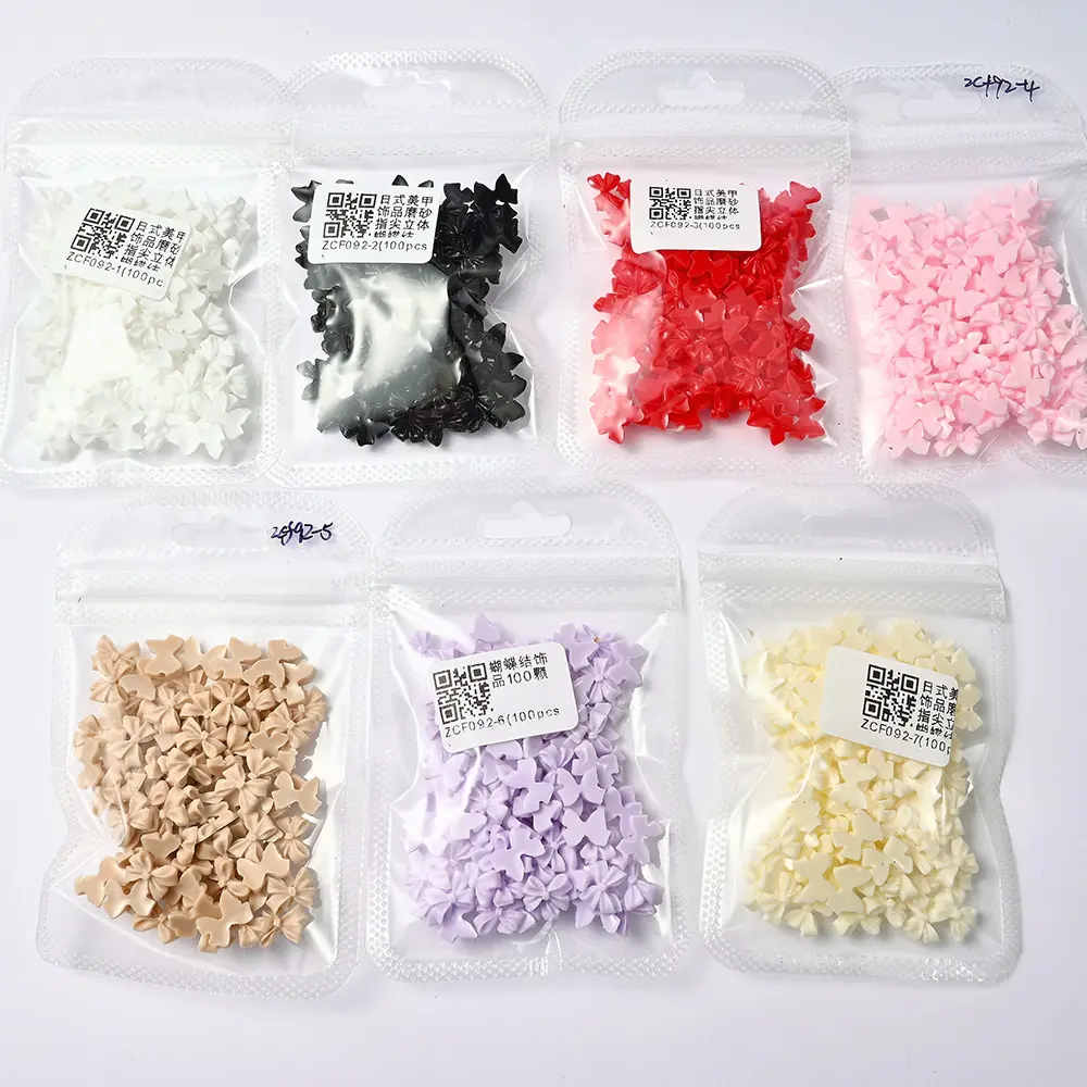 100/50pcs 3D Pink Bow Nail Charms Kawaii Macaron Color Bowknot Resin Nail Art Decoration 10*8mm Mini Ribbon Bowtie Nail Ornament