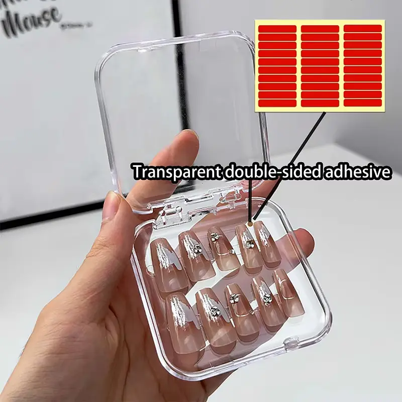 10Pcs Transparent Plastic Nail Storage Box Set Acrylic Press-On Nail Organizer for False Nails Display and Salon Essentials