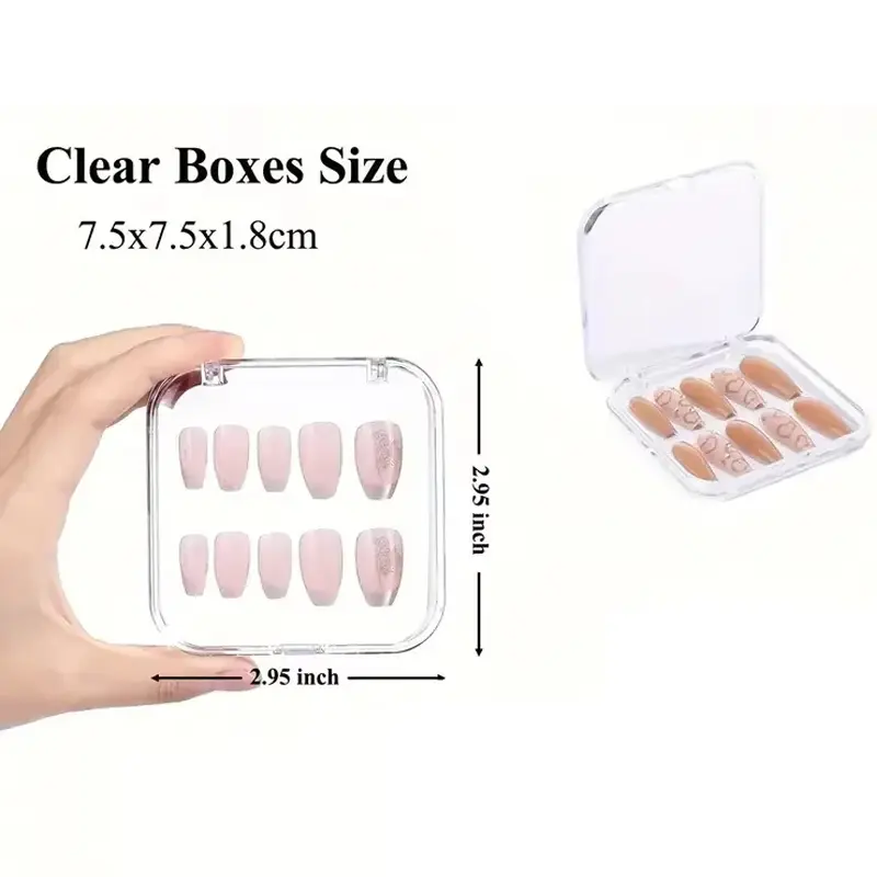 10Pcs Transparent Plastic Nail Storage Box Set Acrylic Press-On Nail Organizer for False Nails Display and Salon Essentials