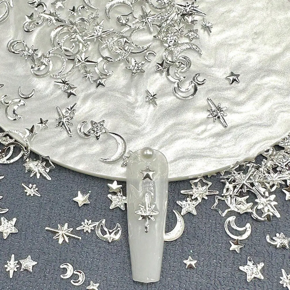 12Grids 3D Star Moon Nail Art Metal Charms Alloy Nail Studs Mixed Starlinght Rivets Jewelry for Women DIY Craft Nail Decoration