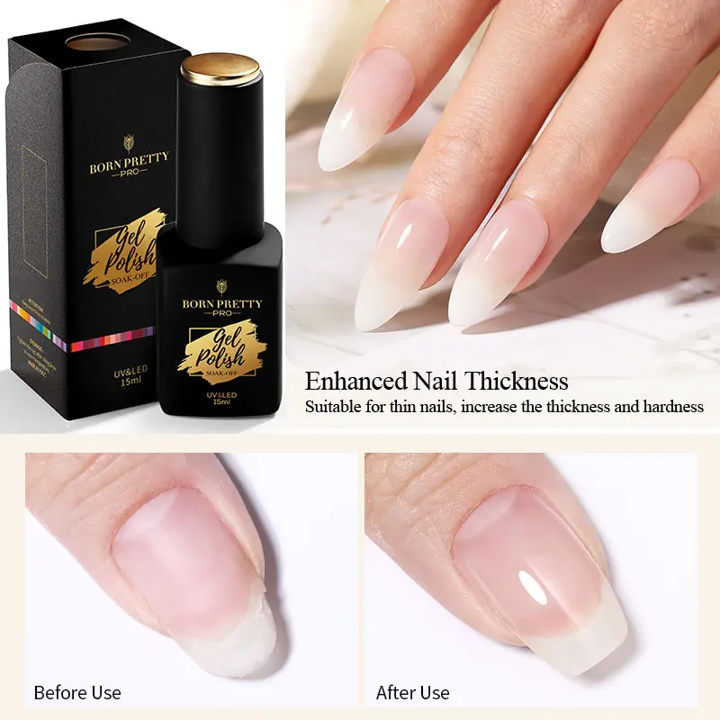 BORN PRETTY Pro 15ml Reinforcement Gel Nail Polish Self Leveling Nail Strengthen Base Top Coat Soak Off Nail Art Function Gel