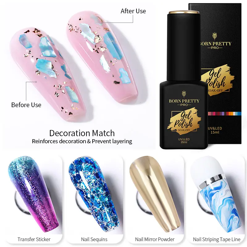 BORN PRETTY Pro 15ml Reinforcement Gel Nail Polish Self Leveling Nail Strengthen Base Top Coat Soak Off Nail Art Function Gel