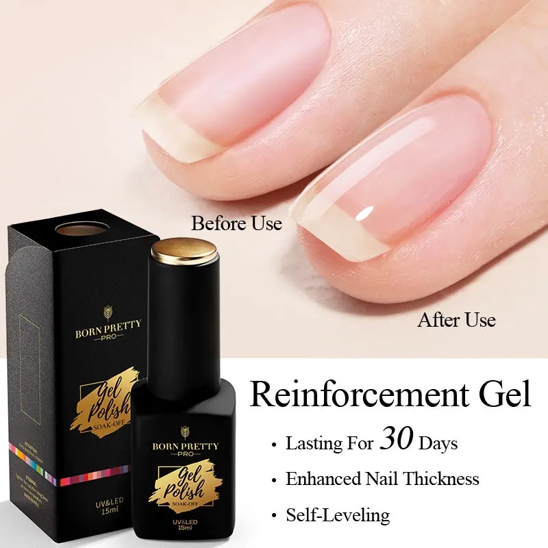 BORN PRETTY Pro 15ml Reinforcement Gel Nail Polish Self Leveling Nail Strengthen Base Top Coat Soak Off Nail Art Function Gel