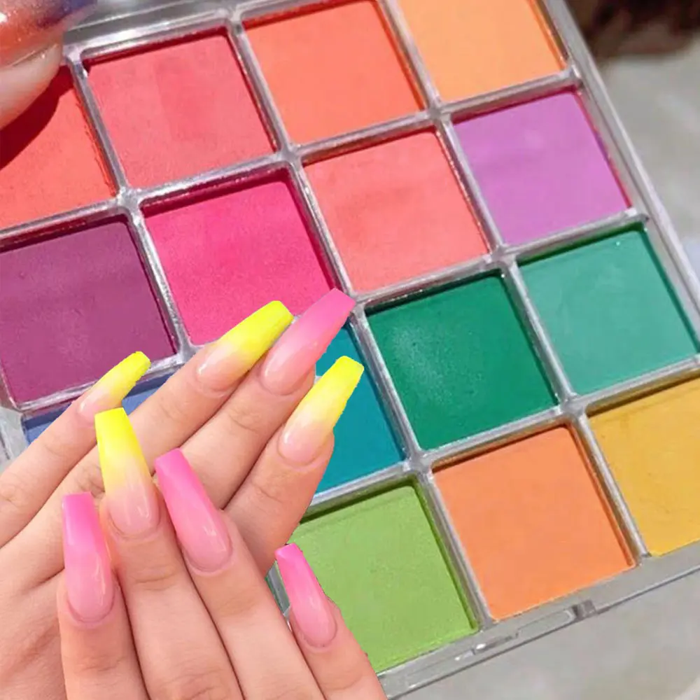 4/6/9/16Color Nail Pigment Powder Palette Set Gradien Ombre Powder Rubbing On Nails Gradual Change Powder For Eyeshadow Manicure