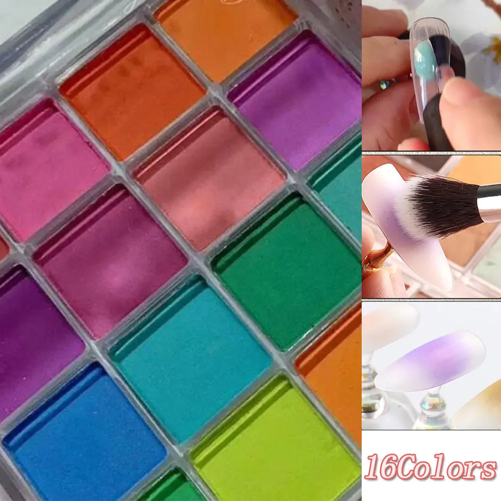 4/6/9/16Color Nail Pigment Powder Palette Set Gradien Ombre Powder Rubbing On Nails Gradual Change Powder For Eyeshadow Manicure