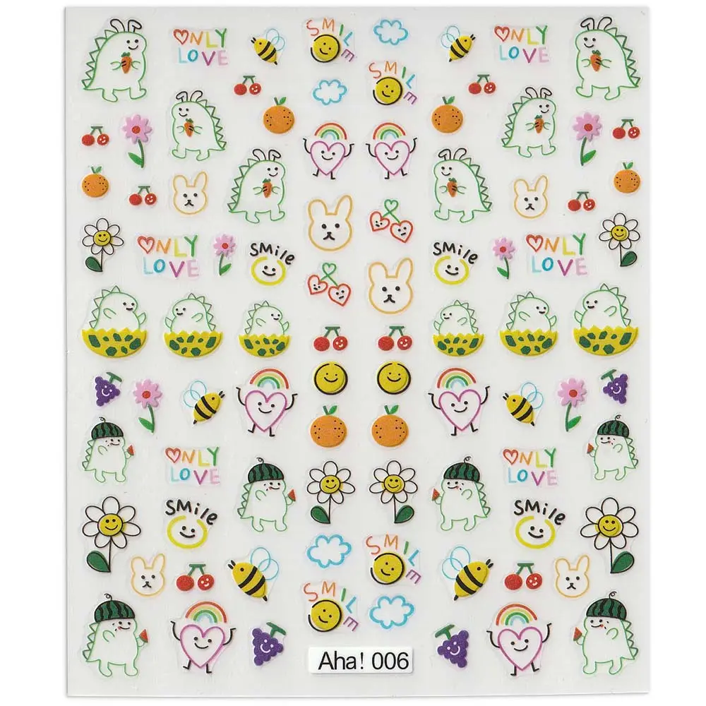 42Model Sticker Nail Decal 3D Adhesive Patch,Smile/Animal/Flower Nail Art Decorations Manicure Sticker Easter Day Design Decal-