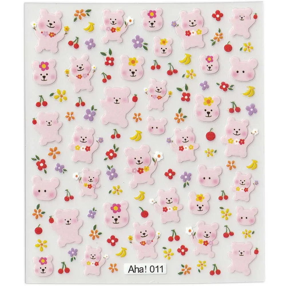42Model Sticker Nail Decal 3D Adhesive Patch,Smile/Animal/Flower Nail Art Decorations Manicure Sticker Easter Day Design Decal-