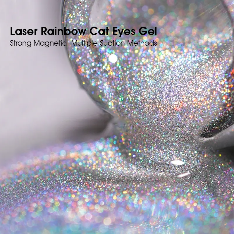 Laser Rainbow Cat Eyes Nails Gel Shimmering Match background Color Magentic Varnish Long Lasting lacquer for nail manicure