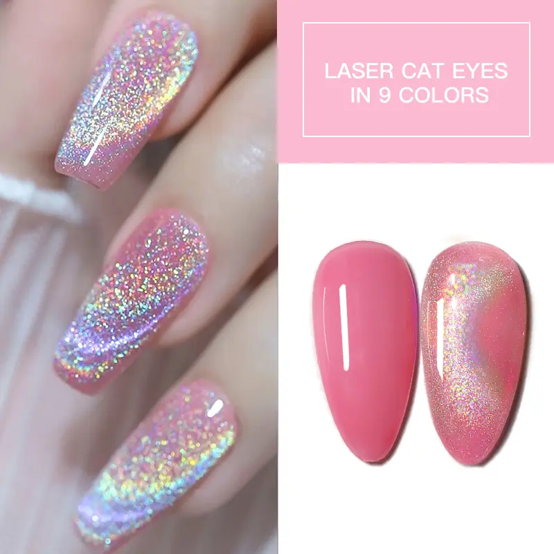 Laser Rainbow Cat Eyes Nails Gel Shimmering Match background Color Magentic Varnish Long Lasting lacquer for nail manicure