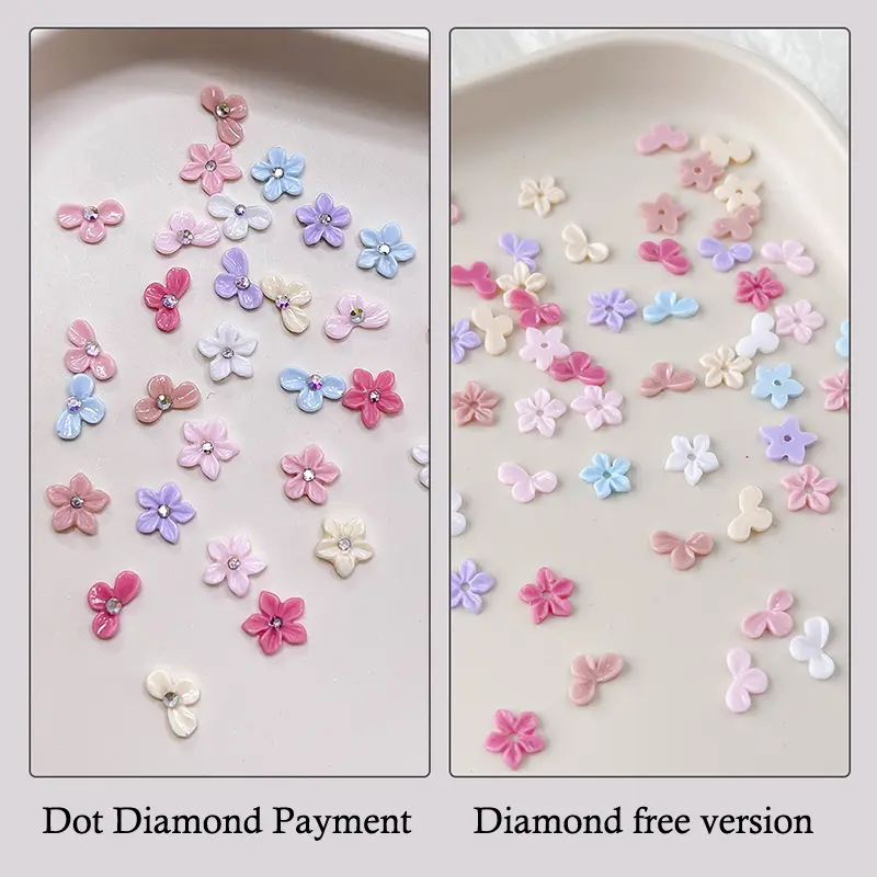 20Pcs Macaron Colored Resin Five-Petal Flower Nail Charms Art Decorations Summer Freshness Sculpture Nail Supplies Accessories
