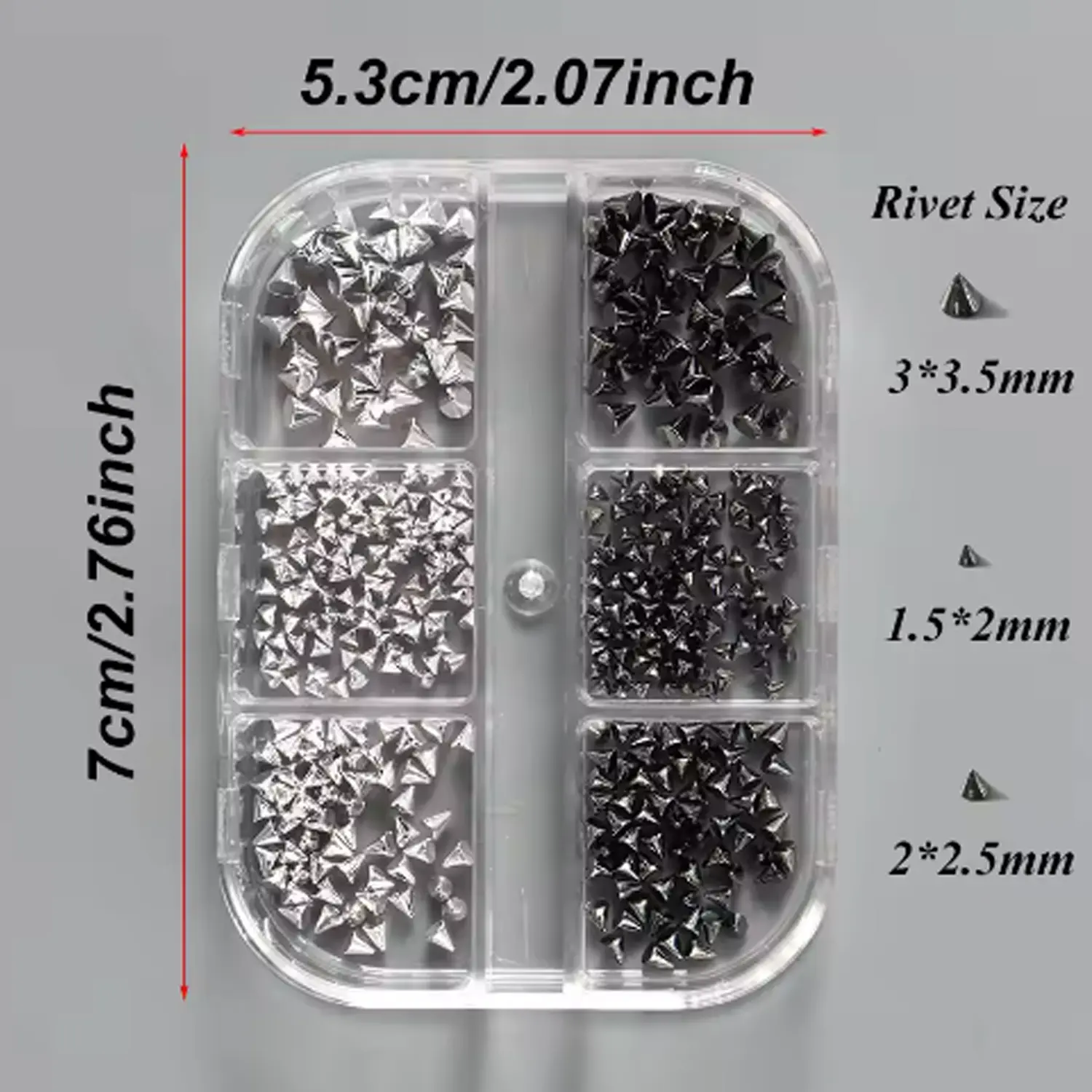 3D Mini Metal Punk Nail Art Studs Mixed Sizes Gold Black Cone Spikes Alloy Rivets Jewelry Steel Balls Jewels for Women