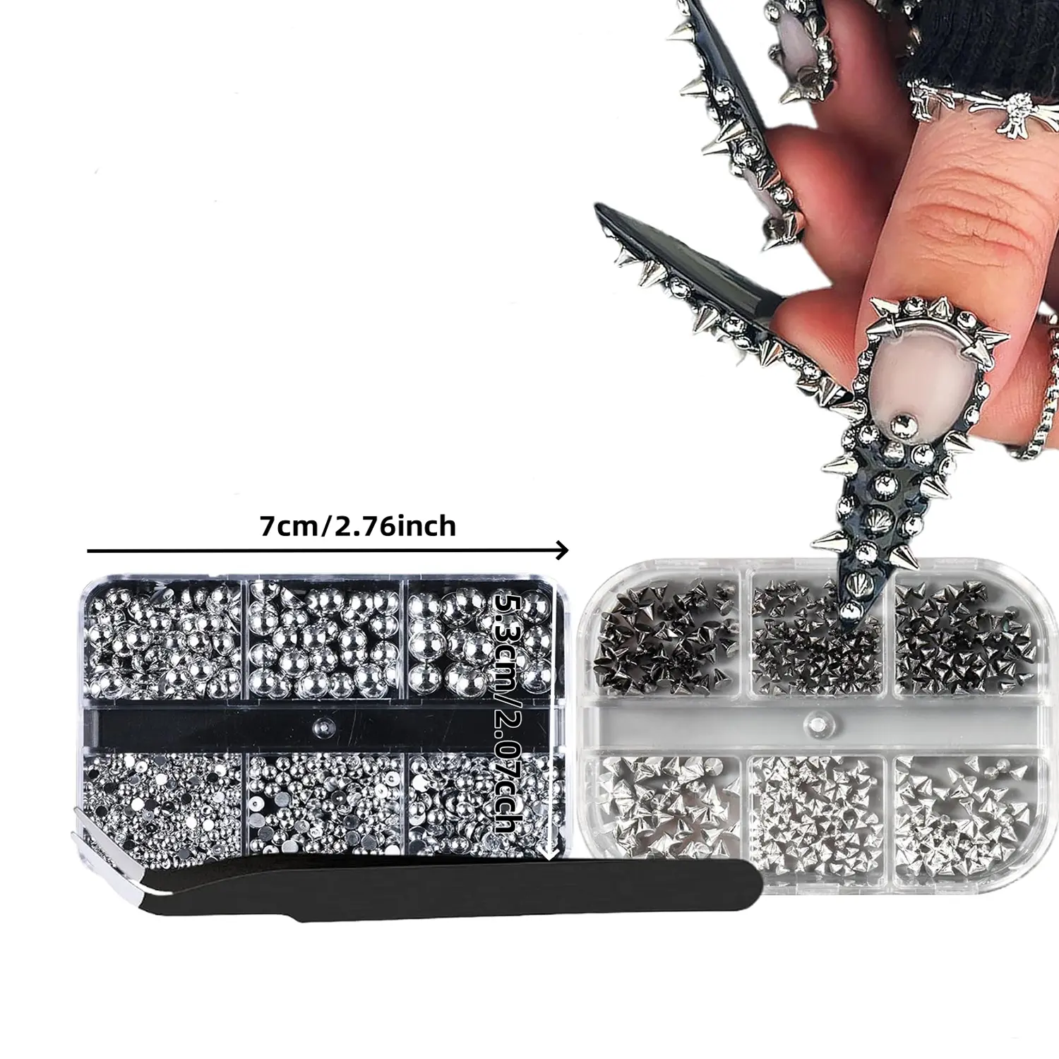 3D Mini Metal Punk Nail Art Studs Mixed Sizes Gold Black Cone Spikes Alloy Rivets Jewelry Steel Balls Jewels for Women