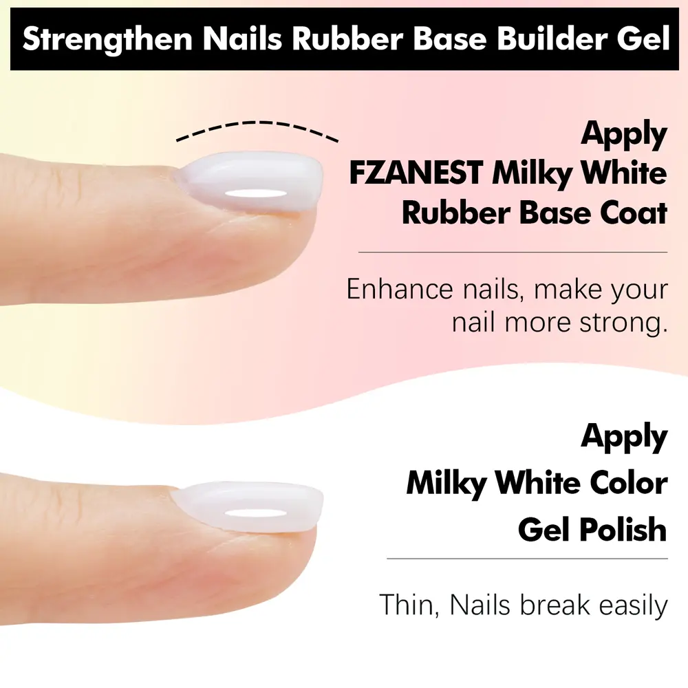 FZANEST Rubber Base Builder Nail Gel 24 Colors Soft Structure Gel Nails Enhance Extension Jelly Natural Nude Pink Color Overlay
