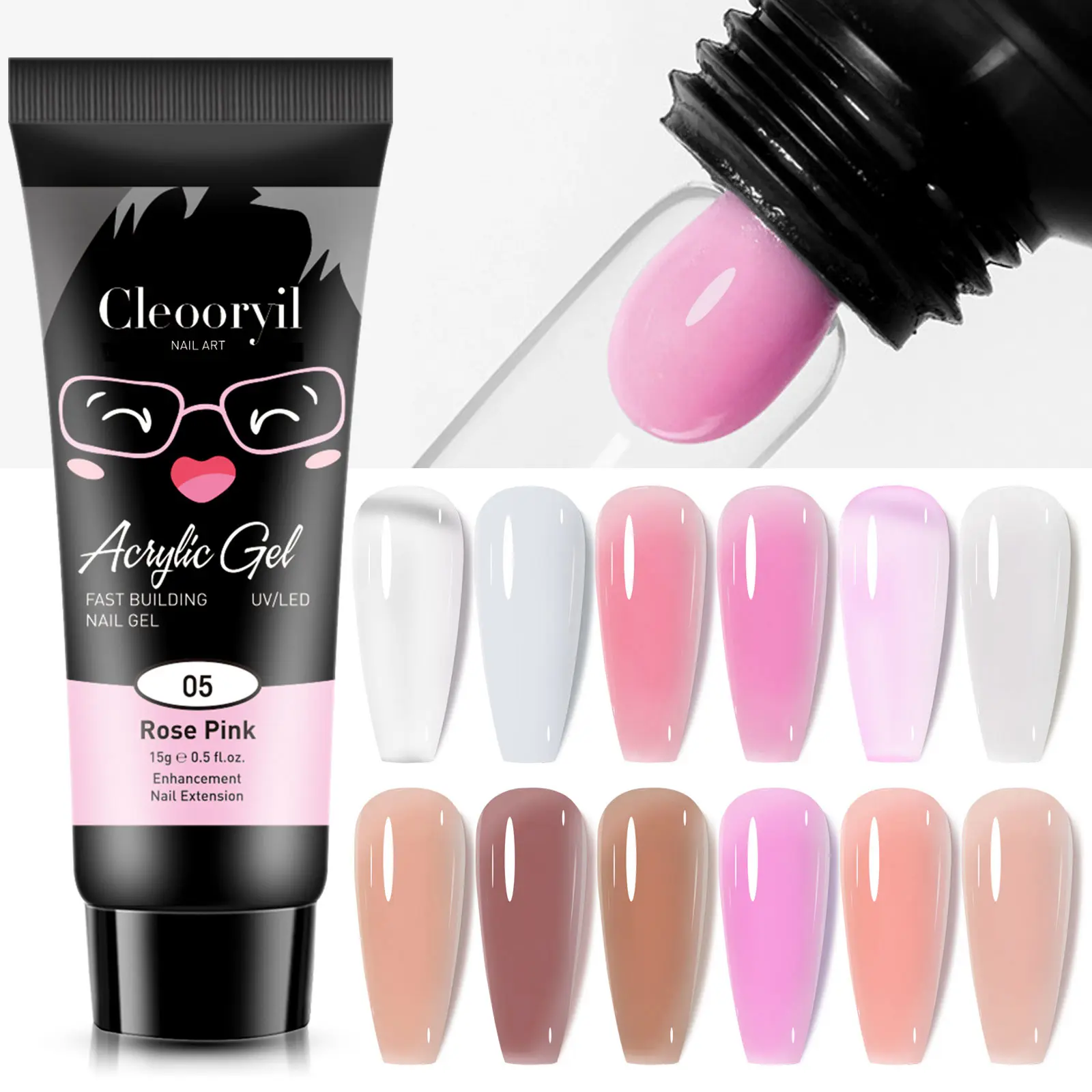 15ml/30ml Nail Extension Gel Nail Build Poly Nail Acrylic Gel UV LED Quick Extension of Crystal Model Painless Crystal Glue