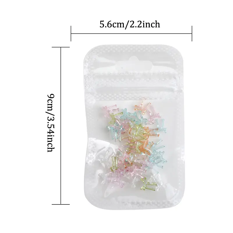 50Pcs Colorful Bow Nail Charms Nails Art Accessory Illusionary AB Color Resin Ribbon Bows Manicures Decoration Charm