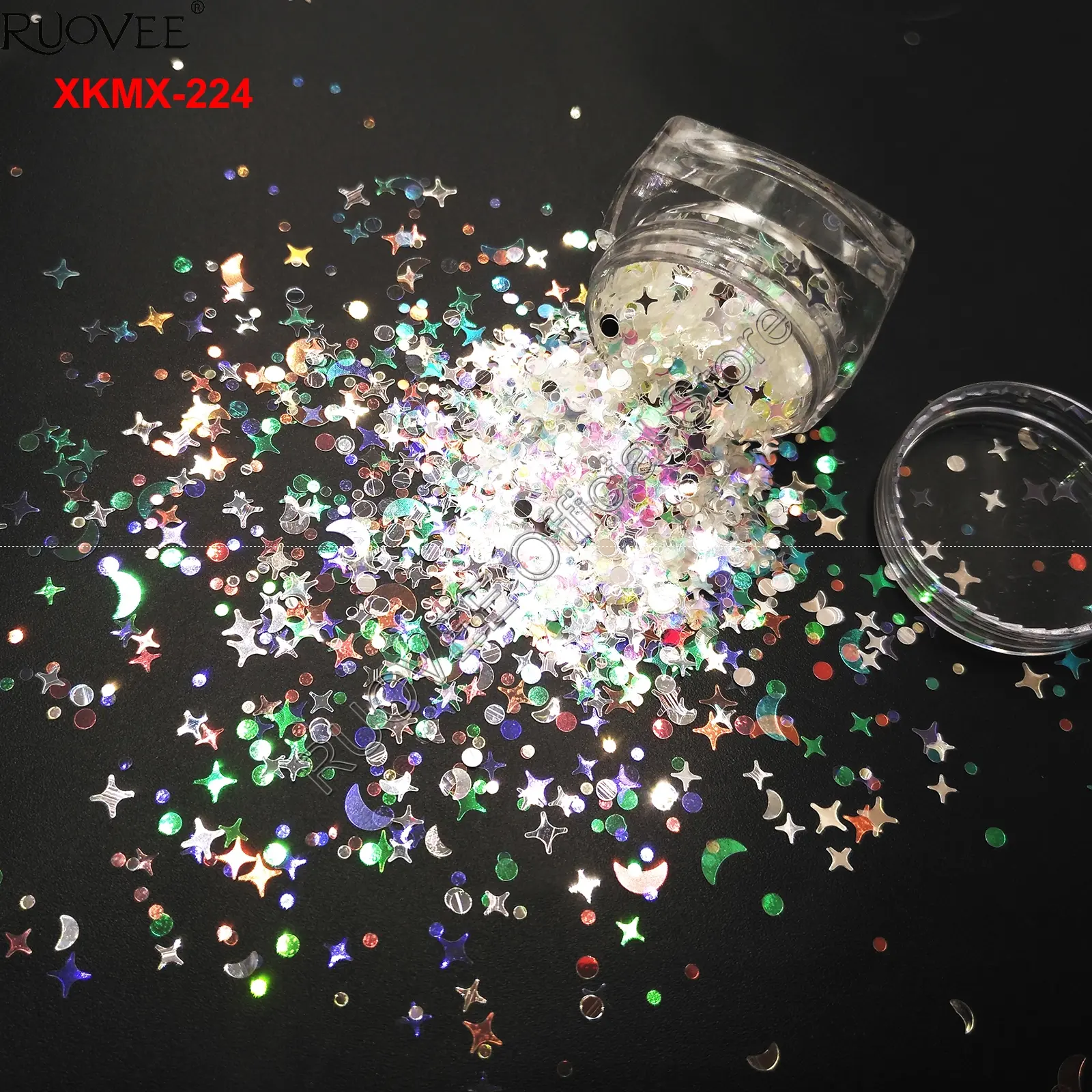 Mix Star Moon Iridescent Rainbow Color Nail Glitter Art Chunky Sequin Spangle Shape for Christmas Craft Body Makeup Facepaint