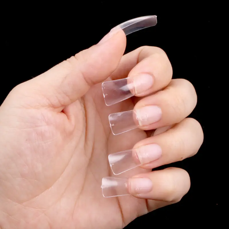 TSZS 500pcs/bag Elegant Transparent Natural Half False Nail Tip Long-billed Duck Acrylic Half Nail Extensions French Manicure