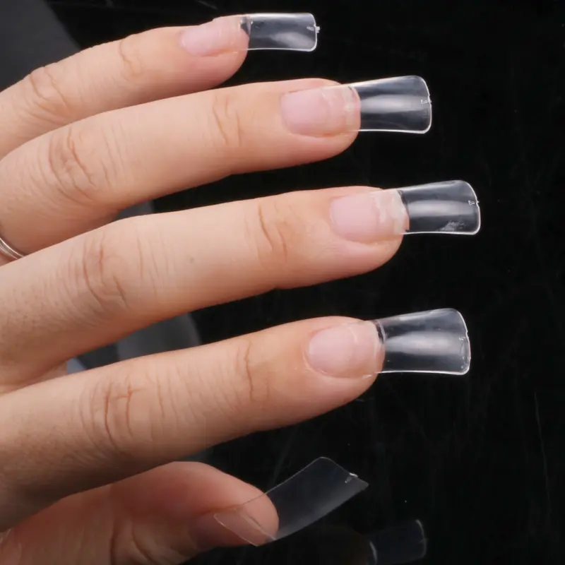 TSZS 500pcs/bag Elegant Transparent Natural Half False Nail Tip Long-billed Duck Acrylic Half Nail Extensions French Manicure