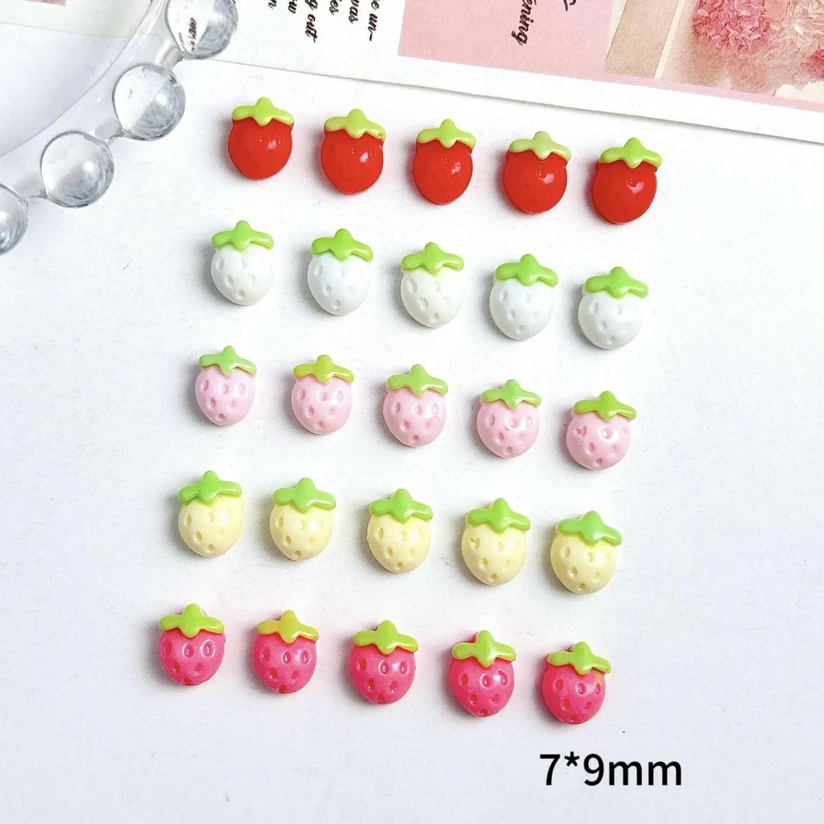 30PCS Macaron Colored Adorable Strawberry Nail Charms Creative Simulated Small Strawberry Resin Nail Art Decorations DIY Nails