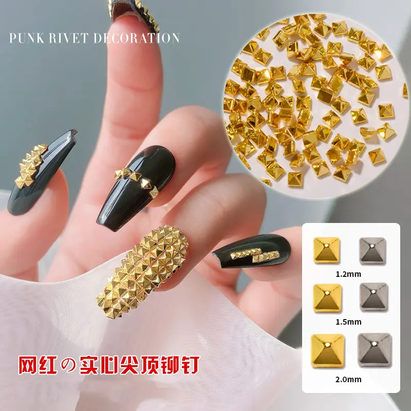 500PCS/Bag Riveting Nail Ornament Gold/Silver Charms Arrow Rivet Metallic Nail Art 1.2/1.5/2mm Punk Spikes Studs Tip Decoration