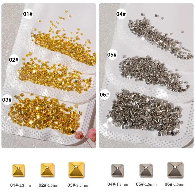 500PCS/Bag Riveting Nail Ornament Gold/Silver Charms Arrow Rivet Metallic Nail Art 1.2/1.5/2mm Punk Spikes Studs Tip Decoration