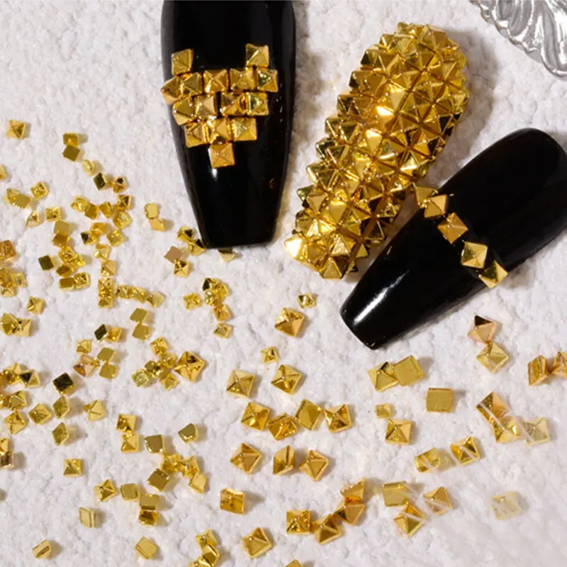 500PCS/Bag Riveting Nail Ornament Gold/Silver Charms Arrow Rivet Metallic Nail Art 1.2/1.5/2mm Punk Spikes Studs Tip Decoration