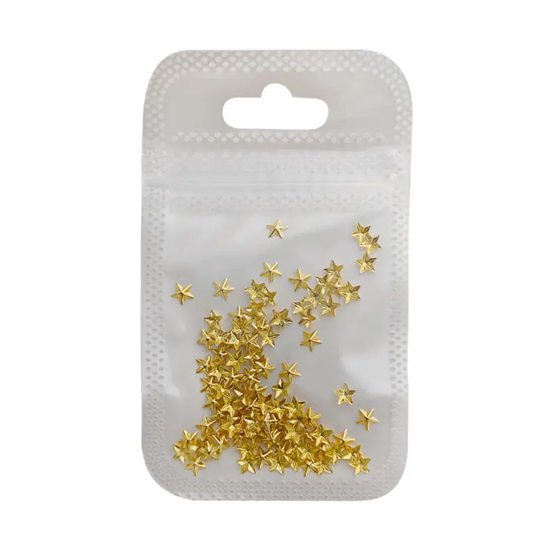 3g Glossy Metallic 3D Mini Star Studs Hollow Frame Gold Silver Alloy Nail Art Rhinestones Decorations Manicure Ornaments
