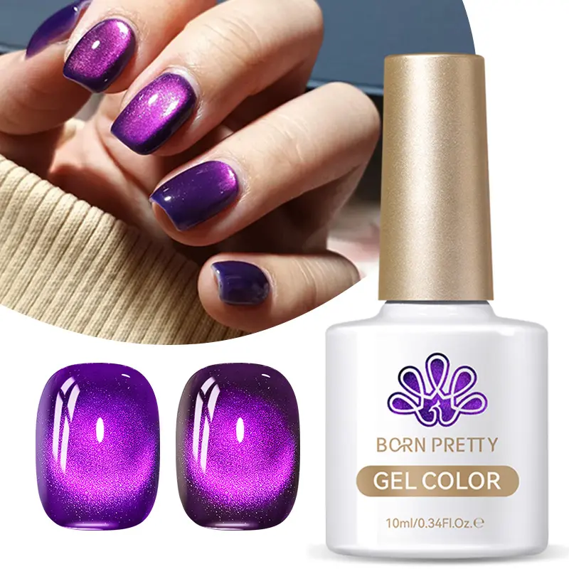 BORN PRETTY 10ml Blue Sea Glitter Cat Magnetic Gel Nail Polish Glass Beaded Purple Blue Black Sparkling Semi Permanent Varnish